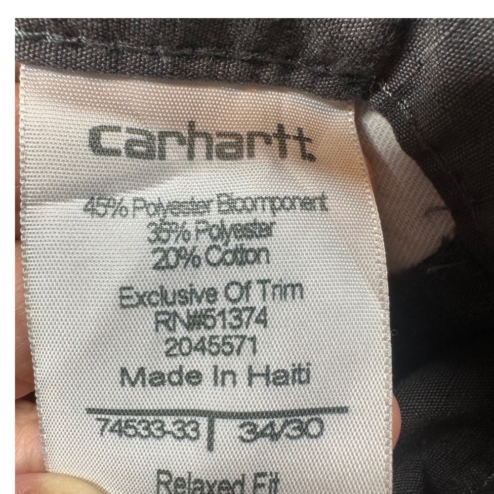 Carhartt Work Pants Mens 34/30 Gray Ripstop Utility Straight Leg - Picture 9 of 10
